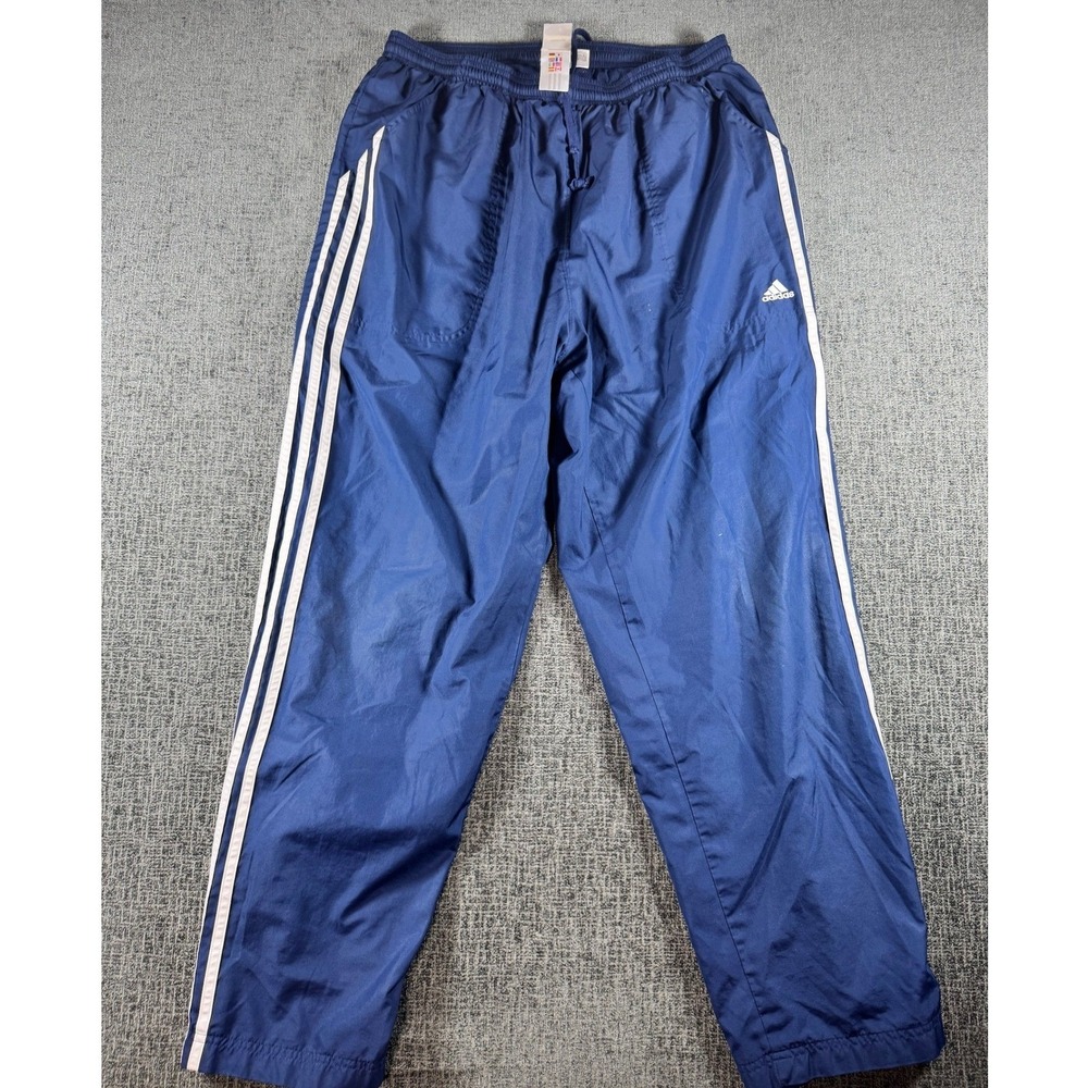 Adidas Mens Navy Blue 3 Stripe Windbreaker Track Pants Joggers Large